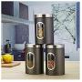 storage jar Grain container Food container Storage Box，Creative kitchen supplies stainless steel sealed cans miscellaneous grains tea seasoning storage storage tank, black set 3