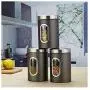 storage jar Grain container Food container Storage Box，Creative kitchen supplies stainless steel sealed cans miscellaneous grains tea seasoning storage storage tank, black set 3