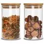 Glas Lebensmittelbehälter Set von 2 (700 ml) mit Bambuschachdeckeln, klaren Lebensmittelbehältern für Tee, Kaffee, Gewürze und mehr.