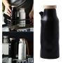 UPKOCH Seasoning Bottle Ceramic Soy Sauce Bottle Oil Bottle Kitchen Seasoning Jar with Wooden Cover for Salt Pepper Spice (Black)