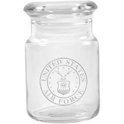 Clear Glass Herb Stash Jar with Lid 4.5 oz with US Airforce Logo from Smoke Promos