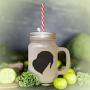 Green Braque Du Bourbonnais Silhouette Frosted Glass Mason Jar With Straw