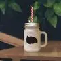 Black British Shorthair Cat Silhouette #2 Frosted Glass Mason Jar With Straw Black British Shorthair Cat Silhouette #2 Frosted Glass Mason Jar With Straw