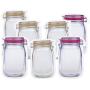 Zip Food Storage Bags, Reusable Food Storage Snack Sandwich Bags, Mason Jar Shape, Leakproof Food Saver Bags for Travel Camping - 7 pcs