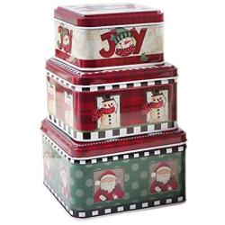 CAOREN 3pcs/Set Christmas Biscuits Coin Candy Storage Box Container Case Jewelry Headphones Organizer Tin Sealed Jar