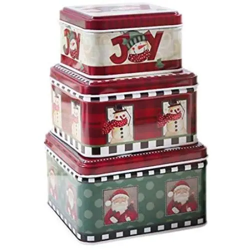 Ensemble de 3 pièces pour Boîtes de biscuits de Noël, Récipients de pièces de monnaie, bonbons, étuis de rangement pour bijoux, écouteurs, conserve hermétique en tin. Ensemble de 3 pièces pour Boîtes de biscuits de Noël, Récipients de pièces de monnaie, bonbons, étuis de rangement pour bijoux, écouteurs, conserve hermétique en tin.