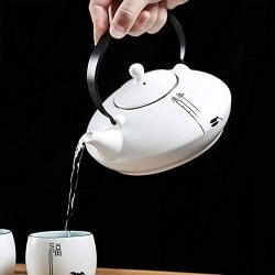 Teapot Ceramic Vintage Style,stainless steel filter,kettle,Water storage jar, Chinese tea culture, Green,Jasmine, Flowers,Black Tea,Coffee,milk,living room,tea lovers, white 520ML,B