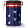 Coffee Gator Stainless Steel Container - Fresher Beans and Grounds for Longer - Canister with Date Tracker, CO2-Release Valve and Measuring Scoop - Large - USA Stars and Stripes Edition