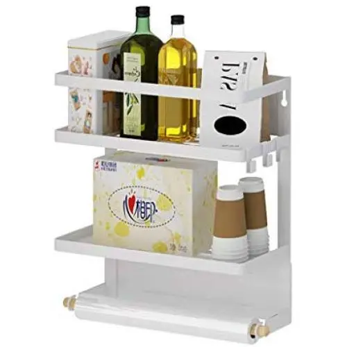 Magnetic Spice Rack, Kitchen Fridge Organizer Shelf for Storage Spice, Condiment, Seasoning - Space Saving New Design Fridge Side Jars Rack Holder (Medium,White) Magnetic Spice Rack, Kitchen Fridge Organizer Shelf for Storage Spice, Condiment, Seasoning - Space Saving New Design Fridge Side Jars Rack Holder (Medium,White)