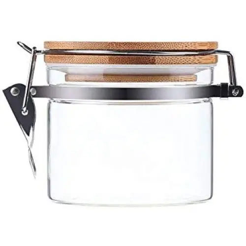 AUYE Glass Storage Jar,Coffee Bean & Kitchen food Container With Clamp Airtight wood Lid (17-Ounce) AUYE Glass Storage Jar,Coffee Bean & Kitchen food Container With Clamp Airtight wood Lid (17-Ounce)