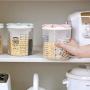 HOMELUNY Set of 4 Cereal Storage Container Jars Plastic Compartment Storage Jars Kitchen Food Airtight Storage Box for Candy, Cookie, Rice, Sugar,Flour,Snacks Keeping Food Dry & Fresh 4 gray