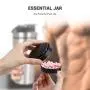 Dr. Vorbereitung Protein-Rührbecher, Edelstahl Sportwasserflasche mit BPA-freiem Griff, läufte dichleuchter, Lagerbehälter und Rührball für Fitnessstudio Silber, 20 Ounzen