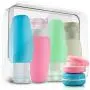 Dichtungsbehälter Set, CHFUN 6er Set Silikon Squeeze Reiseflaschen, TSA-Freigabe, Auffüllbare Kosmetikbehälter, Tubes mit Zubehör, Perfekt für Handgepäck, Flüssigkeiten, Toilettenartikel und Cremes