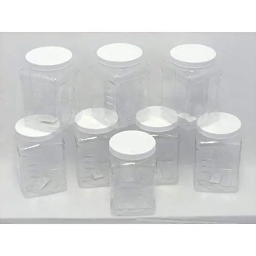 8er Pack von 64 oz PETE Behältern, Klare Plastik Küchen Lebensmittel Lagerung mit Griffen