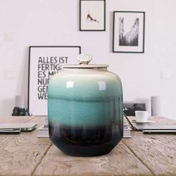 Home Décor Ceramic Jar Moisture Proof Rice Storage Container Kitchen Tea Storage Jar Home Decoration Accessories, Seal with Lid Decorative Accessories (Color : Green, Size : 203047cm)