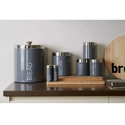 Premier Housewares Liberty Tea, Coffee and Sugar Canisters - Set of 3, Grey Premier Housewares Liberty Tea, Coffee and Sugar Canisters - Set of 3, Grey