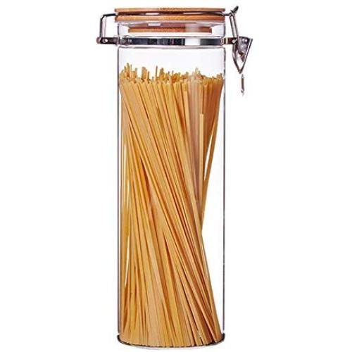 WANGLXST Food Storage Container with Airtight Lid - Cereal Dispenser, Spaghetti Storage Jar, Durable, Stackable, Perfect for Cereal, Flour, Snack, Transparent