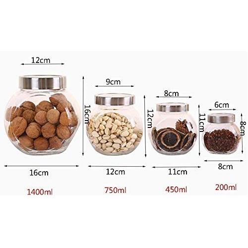 Kitchen Food Storage Jar Airtight Food Storage Storage Jar Pack Of 6 Lead-free Glass Dried Fruit Seal Moisture Proof Storage Jar (PACK OF 6)