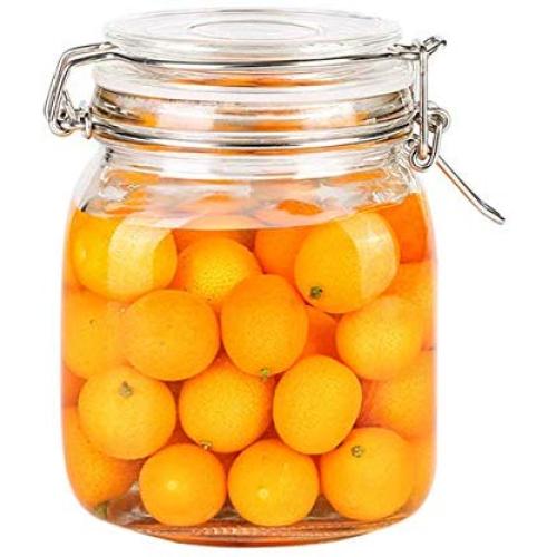Yardwe 1000ML Clip Top Glass Jars Storage Preserving Jars Clear Container Mason Jar