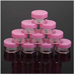 XTKID Mini Cosmetic Empty Jar Pot Eyeshadow Makeup Face Cream Container Plastic Nail Art Cosmetic Round Travel Bottle Set- 10 Pcs (Color : Pink)