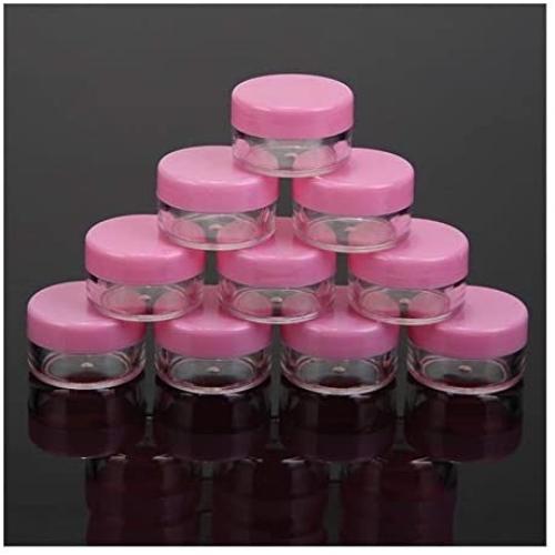 XTKID Mini Cosmetic Empty Jar Pot Eyeshadow Makeup Face Cream Container Plastic Nail Art Cosmetic Round Travel Bottle Set- 10 Pcs (Color : Pink)
