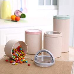 UPKOCH Food Storage Jar Bamboo Canister Modern Food Can Airtight Seal Tea Coffee Spice Nuts Snacks Seasonings Storage Jar Canister Caddy 800ml 2pcs (Random Color)