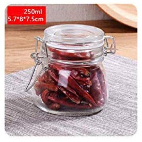 1 Piece Glass Storage Bottles Jars With Lid Large Capacity Honey Candy Jar Kitchen Container Sealed With Cover,250Ml