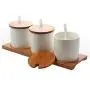 DecentGadget Set of 3 White Ceramic Condiment Jar Spice Pots with Lids Spoons Bamboo Serving Tray Holder for Home and Kitchen Storage (Equal Height) DecentGadget Set of 3 White Ceramic Condiment Jar Spice Pots with Lids Spoons Bamboo Serving Tray Holder for Home and Kitchen Storage (Equal Height)