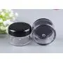 25 Stück 0,5 oz (15 ml) Klare Plastik Kosmetik Behälter mit Schwarz Schraubverschluss Runde Mini Plastik Töpfe, Wiederverwendbare Leere Reise-Toilettenartikel Behälter für Creme, Puder, Augen-Make-up