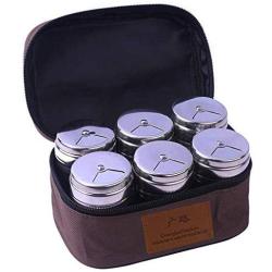 ZZW Round Spice Jars Spice Jars with Shaker Lids Stainless Steel & Portable Spice Jars Storage Containers Set for Cooking Barbecue Baking 6Pcs