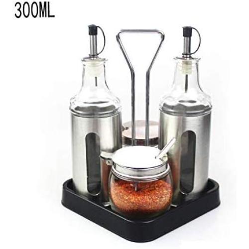 LQQGXLCondiment bottle, jar condiment storage box Spice jar oil dispenser stainless steel sauce tank storage container olive oil vinegar syrup bottle dispenser