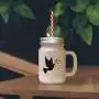 Soft Pink Red Dove Christmas Image Frosted Glass Mason Jar With Straw Soft Pink Red Dove Christmas Image Frosted Glass Mason Jar With Straw