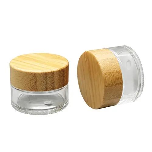 ConStore 2 Pack Cosmetic Containers Sample Cream Pots Make Up Jars Clear glass Straight Sided Bottles Bamboo lids Vials Empty Powder Case Portable Foundation box (15g) ConStore 2 Pack Cosmetic Containers Sample Cream Pots Make Up Jars Clear glass Straight Sided Bottles Bamboo lids Vials Empty Powder Case Portable Foundation box (15g)