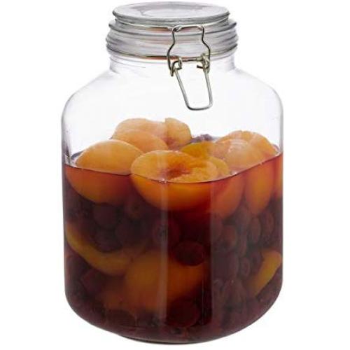 Relaxdays 3 L Preserving Glass Jar, Clip Lock Seal & Rubber Band, Airtight Transparent Food Storage Container, XXL, Standard