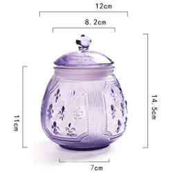 FUYU Retro Colored Relief Glass Sealed Sugar Jar Candy Box Food Storage Jar with Lid