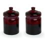 ExclusiveLane Magma Echoing Indian Hand Glazed Studio Pottery Ceramic Multi-Utility Storage Jars & Containers (940 ML, Set of 2) - Candy Jars Cookie Containers with Lid for Kitchen Dinning Table