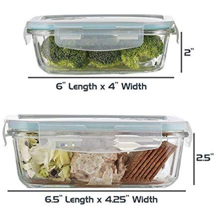 Glass Meal Prep Containers, 12-Piece, Food Storage Containers with Lids