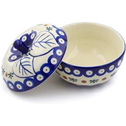 Polish Pottery 5?-inch Apple Shaped Jar (Mosquito Theme) + Certificate of Authenticity