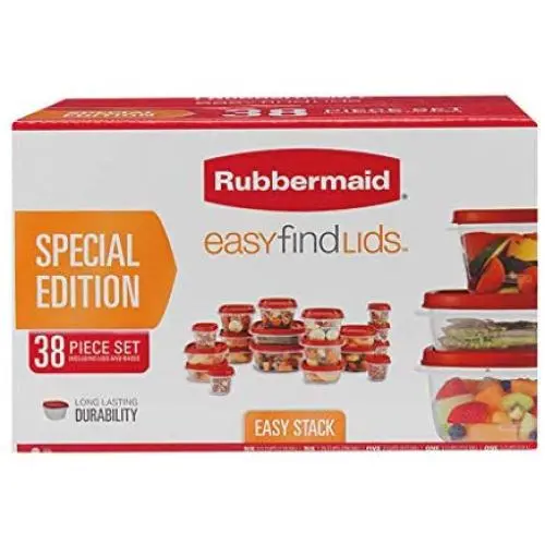 Ensemble de rangement pour aliments Rubbermaid, 38 pièces, Couvercles Faciles à Trouver - Rouge Ensemble de rangement pour aliments Rubbermaid, 38 pièces, Couvercles Faciles à Trouver - Rouge