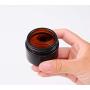 3PCS 30ML/1OZ Amber Glass Empty Refillable Cosmetic Cream Bottle Beauty Care Skin Cream Jar Pot with Black Aluminum Cover