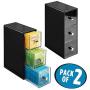 mDesign Plastic Kitchen Pantry, Cabinet, Countertop Organizer Storage Station with 3 Drawers for Coffee, Tea, Sugar Packets, Sweeteners, Creamers, Drink Pods, Packets - 2 Pack - Black/Clear