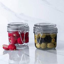 Argon Tableware Glass Storage Jars with Airtight Clip Lid - 200ml Set - White Seal - Pack of 3