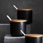| Storage Bottles & Jars | pcs black ceramic Spice jar set with spoon and cover simple and creative salt jar European Kitchen supplies | by HUDITOOLS | 1 PCs