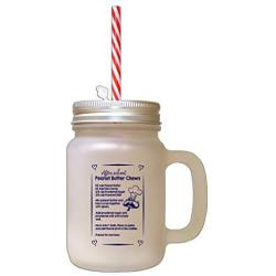 Navy After School Peanut Butter Chews Kitchen Recipe Frosted Glass Mason Jar With Straw