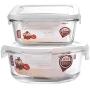 Kitchen Food Storage Jar Airtight Food Storage Glass Food Storage Containers With Lids (2-Piece Set) BPA-Free Lunch Box Airtight Waterproof Leakproof For Microwave Oven Freezer Friendly