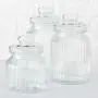 WHW Whole House Worlds Iconic Ribbed and Knob Topped Clear Glass Kitchen Storage Jars, Set of 3, Air Tight Seals, 9, 7 1/2, and 6 Inches Tall WHW Whole House Worlds Iconic Ribbed and Knob Topped Clear Glass Kitchen Storage Jars, Set of 3, Air Tight Seals, 9, 7 1/2, and 6 Inches Tall