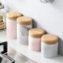 Moligh doll Household Ceramics Sealed Cans Grain Storage Tank Kitchen Storage Box Jar Coffee Can Wood Cover Tea Bottle Storage Jars L Grey
