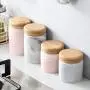 Moligh doll Household Ceramics Sealed Cans Grain Storage Tank Kitchen Storage Box Jar Coffee Can Wood Cover Tea Bottle Storage Jars L Grey