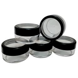 Plastic Clear Storage w Window Black Rim Cap Travel Sample Case 10 gr (Pack of 30)