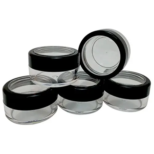 Klare Plastik-Aufbewahrungsbox mit schwarzem Randdeckel, Reisegröße 10 g (Pack von 5)